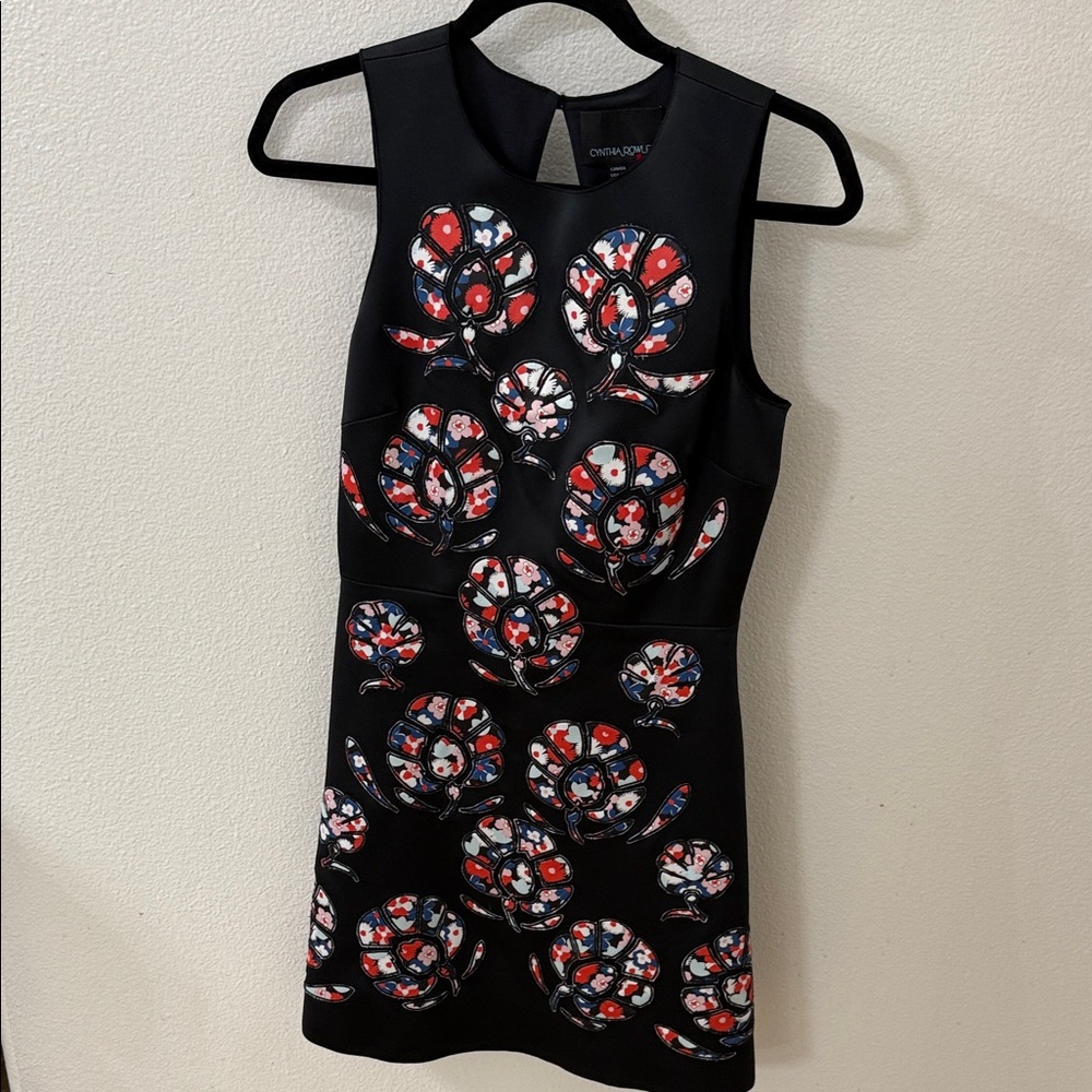 Cynthia Rowley Black and Red Floral Mini Dress